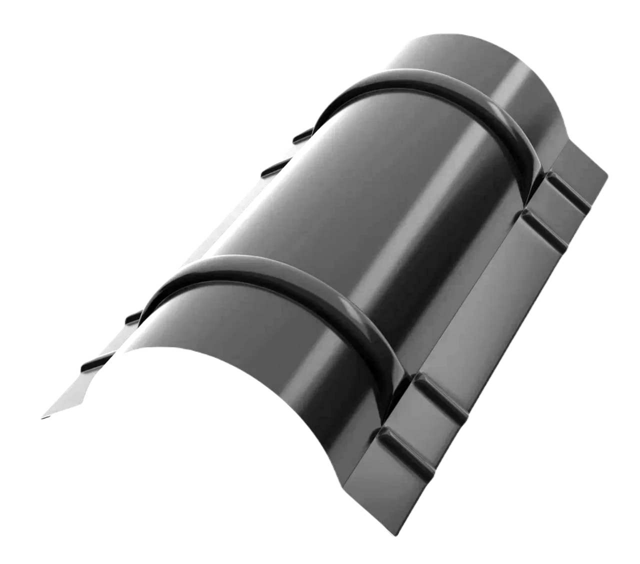 Конёк полукруглый R90мм 1970мм Rooftop БАРХАТ PE RAL9005 0,5мм Zn180