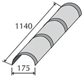 Конек полукруглый тройной коричневый 