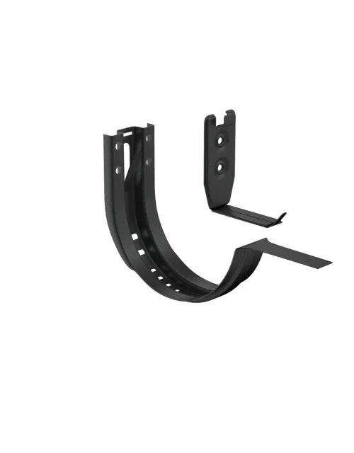 Крюк крепления желоба короткий  М (модернизированный) (Ral 9005)с комплектом крепления УСИЛЕННЫЙ