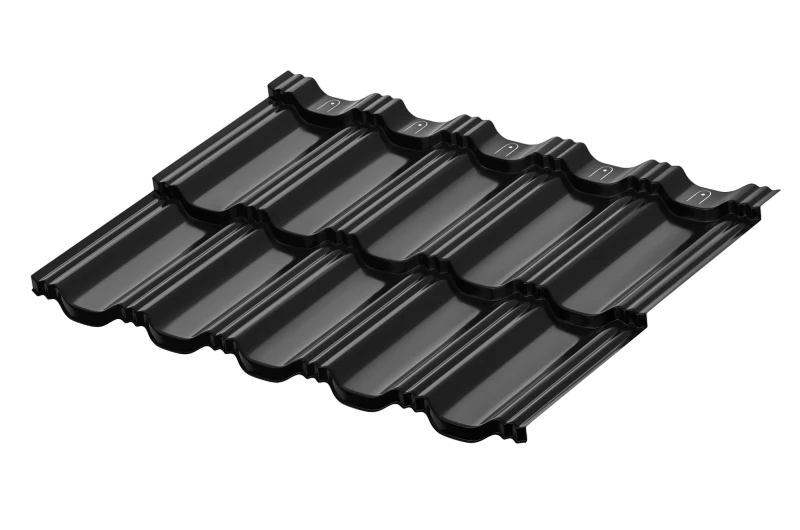 Металлическая модульная черепица профиль Гётеборг 1205х765мм Rooftop Бархат RAL9005 PE 0,5мм Zn180